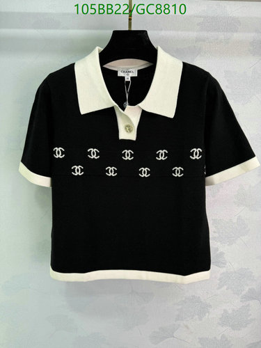 Chanel Women's Wool Knit Polo Shirt - Classic Monogram Short Sleeve Top
