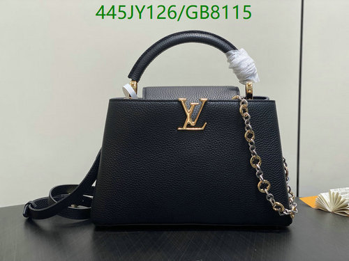 Louis Vuitton Capucines MM Handbag - Black Grained Leather Top Handle Bag