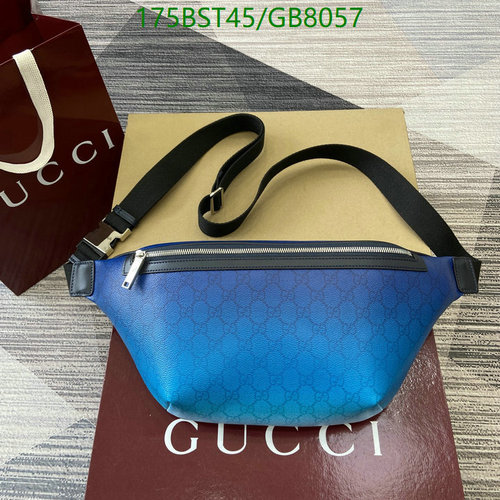 Gucci GG Supreme Canvas Belt Bag for Men - Blue Gradient & Black Leather Trim