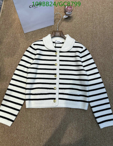 Celine Women's Striped Cashmere Cardigan with Peter Pan Collar