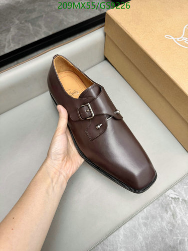 Christian Louboutin Men's Monk Strap Dress Shoes - Brown Cowhide Leather