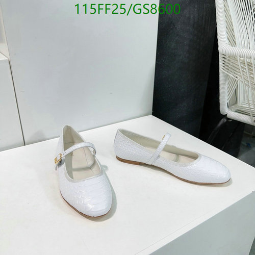 Celine Women's White Croc-Embossed Mary Jane Flats - Genuine Leather Sole