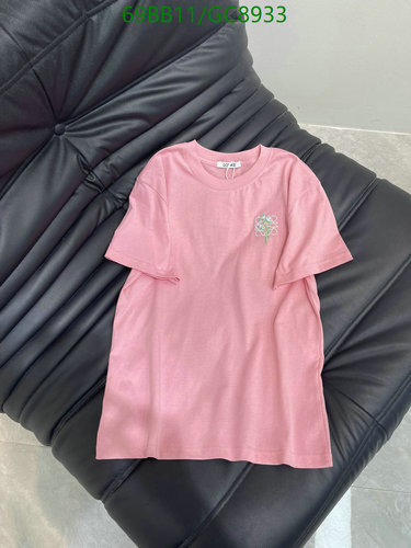 Loewe Women's Pink Cotton T-Shirt with Embroidered Anagram Logo