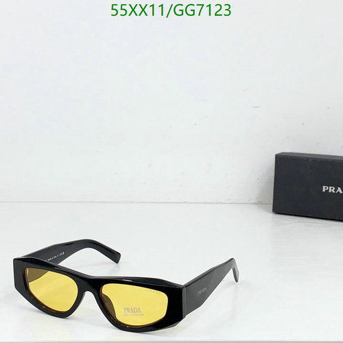 Prada Rectangle Frame Sunglasses with Yellow Lenses - Stylish & Protective Eyewear