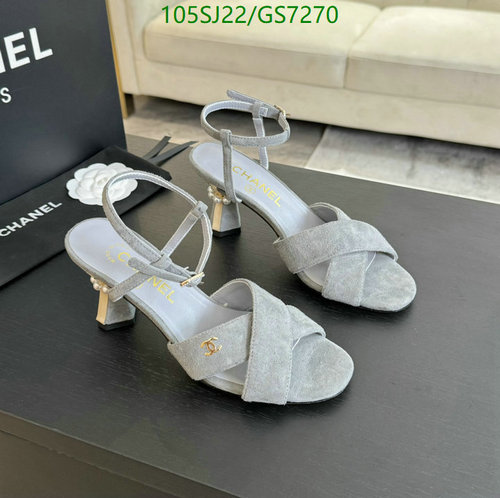 Chanel Women's Sheepskin & Leather Sole Sandals - Elegant Grey Block Heel