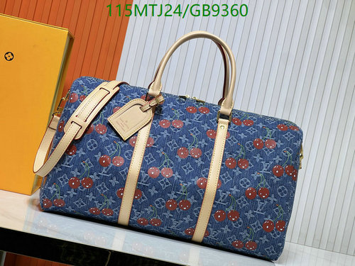 Louis Vuitton Keepall Bandouliere 45 Cherry Monogram Denim Duffle Bag