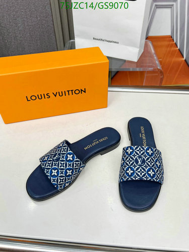 Louis Vuitton Women's Monogram Embossed Cowhide Flat Mules - EU35-44