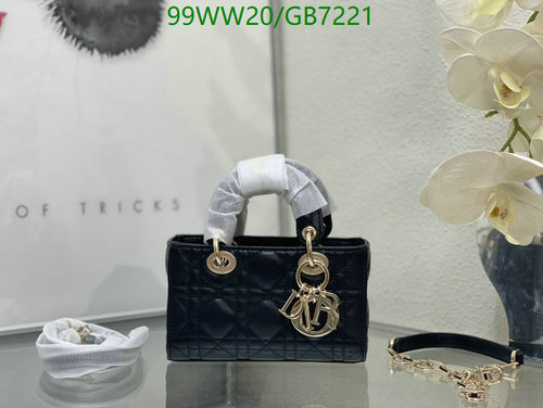 Dior Lady Dior Mini Bag - Elegant Black Sheepskin with Signature Charms