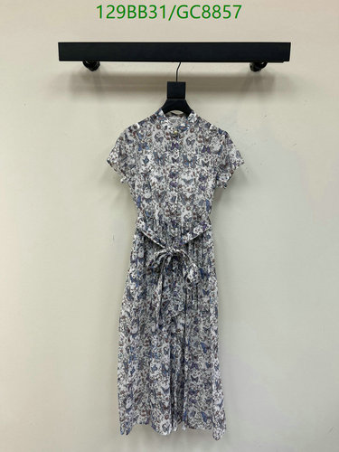 Dior Elegant Floral Print Cotton Dress with Tie-Waist - Chic & Comfortable