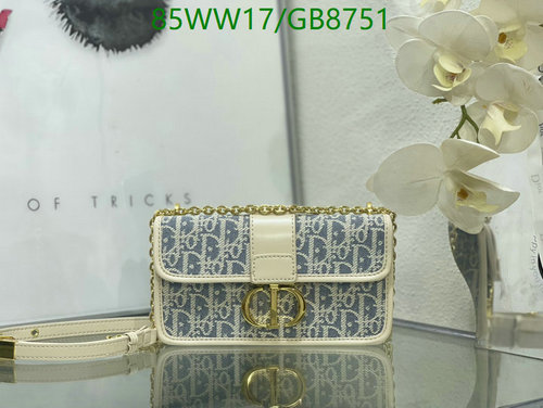 Dior Saddle Bag Blue Oblique Canvas & White Leather Crossbody Shoulder Bag