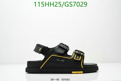 Louis Vuitton Men's Black & Yellow Adjustable Strap Sandals - EU 39-45