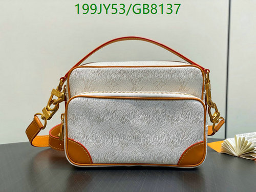 Louis Vuitton Monogram Coated Canvas Crossbody Bag with Leather Trim - White