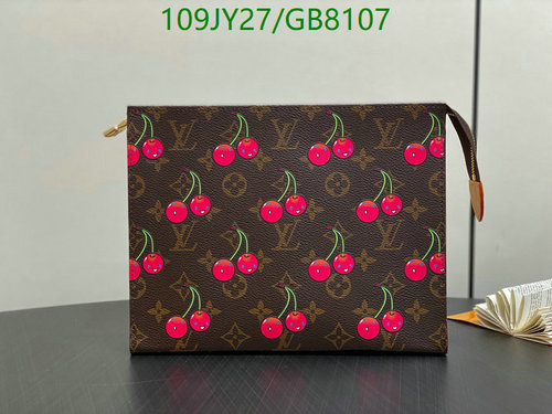 Louis Vuitton Monogram Cherry Pochette - Coated Canvas Clutch Bag 25x20x5.5cm