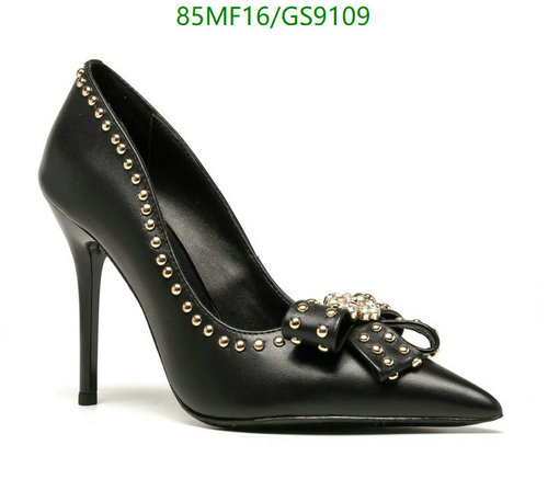 Versace Women's Black Studded Leather Pumps with Bow Detail - 10CM Heel