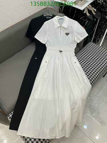 Prada Women's Cotton Midi Polo Dress with Zipper and Classic Logo Patch