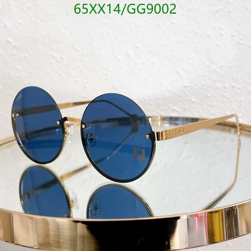 Fendi Round Blue Lens Sunglasses - Stylish Gold Frame Eyewear for All Seasons