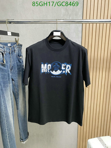 Moncler Men's Black Crew Neck T-Shirt with Logo Print - Comfortable Cotton Tee