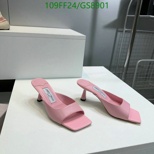 Jimmy Choo Women's Pink Sheepskin Mules with Leather Sole - 6.5CM Heel