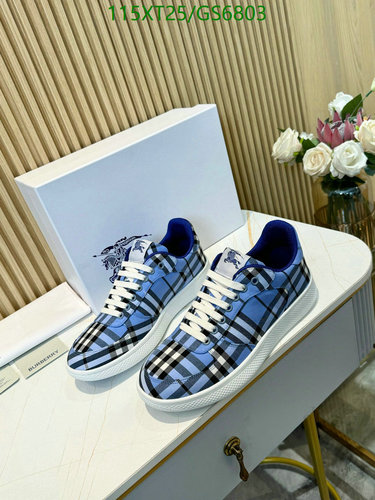 Burberry Men's Blue Plaid Low-Top Sneakers - Cotton & Cowhide