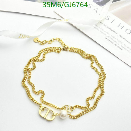 Dior CD Pearl Chain Bracelet Gold Tone Metal