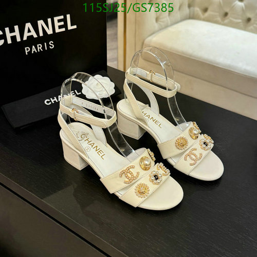 Chanel Women's Elegant Sheepskin Block Heel Sandals with Embellishments