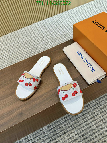 Louis Vuitton Women's Cherry Monogram Canvas Flat Mules - Elegant Summer Slides