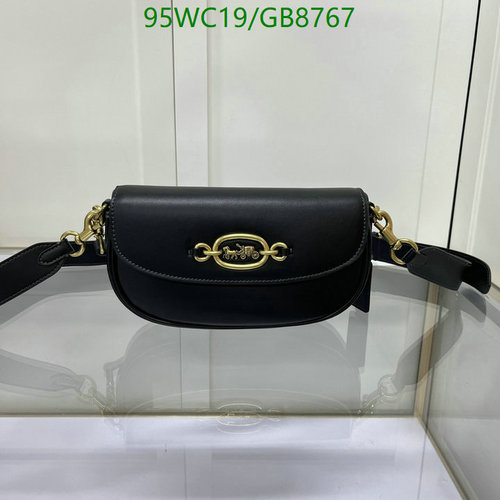 Coach Women's Sleek Black Leather Shoulder Bag with Gold-Tone Hardware