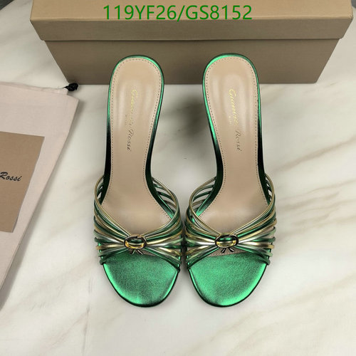 Gianvito Rossi Women's Metallic Green & Gold Heeled Mules Sandals