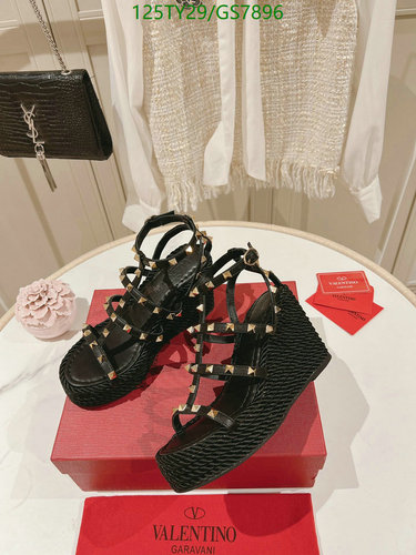 Valentino Garavani Rockstud Wedge Sandals - Black Leather Espadrille Platforms