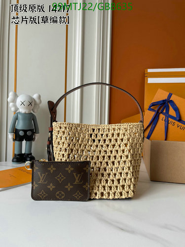 Louis Vuitton Raffia & Leather Handbag - Stylish Woven Design with Pouch