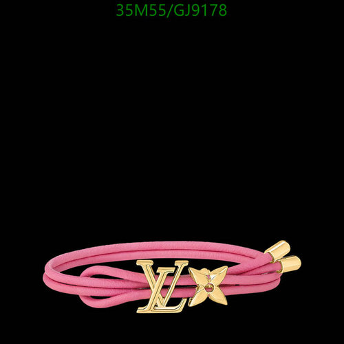 Louis Vuitton Iconic Blossom Bracelet - Pink Leather & Gold-Tone Signature