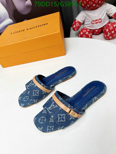 Louis Vuitton Women's Denim & Leather Flat Mules - Stylish Slip-On Footwear