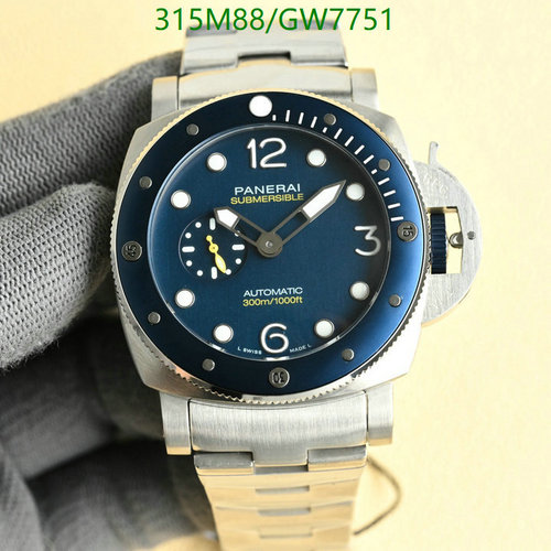 Panerai Submersible Automatic Watch - Stainless Steel with Blue Dial
