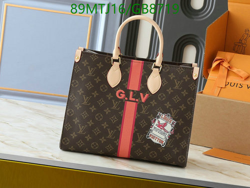 Louis Vuitton Monogram Canvas Tote Bag with G.L.V. Stripe and Patch Detail