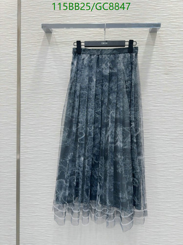 Dior Pleated Tulle Mid-Length Skirt with Abstract Print for Women
