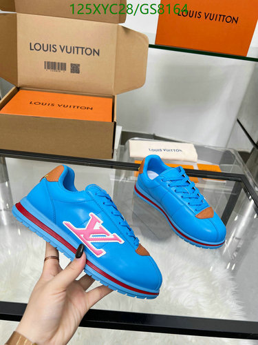 Louis Vuitton Unisex Cowhide Sneakers - Vibrant Blue & Pink LV Logo Shoes