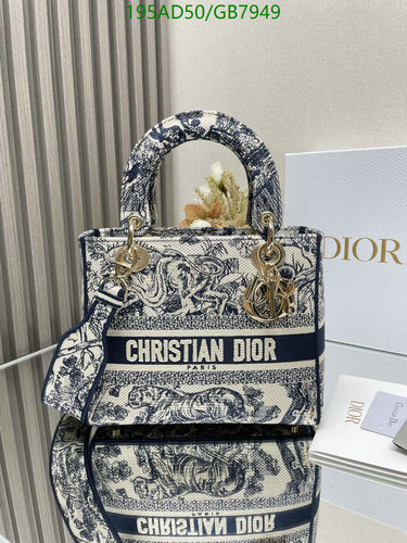 Christian Dior Tote Bag Embroidered Canvas Animal Print Handbag with Charms