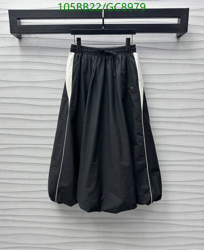 Pradaa Nylon Maxi Skirt - Elegant Black A-Line with White Trim