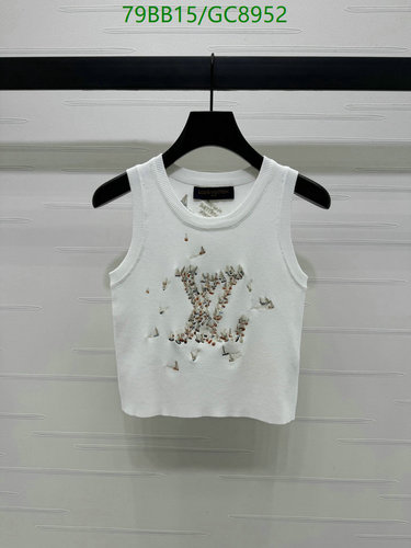 Louis Vuitton Women's White Cotton Sleeveless Tank Top with Embroidered Logo