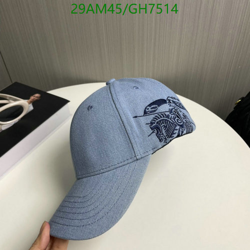 Burberry Light Blue Denim Baseball Cap with Embroidered Equestrian Knight