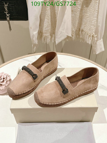 Brunello Cucinelli Women's Cowhide Espadrille Loafers with Embellished Strap