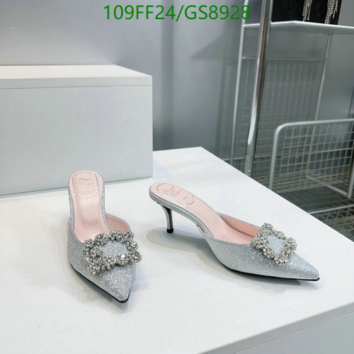 Roger Vivier Women's Viv' In The City Strass Buckle Mules - Silver Glitter