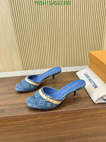 Louis Vuitton Women's Monogram Denim Mules - Elegant Blue Slingback Heels