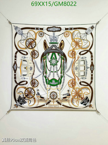 Hermes GM8022 Silk Scarf 90CM x 90CM Equestrian Design Luxurious Accessory