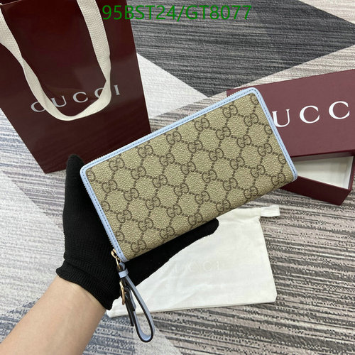 Gucci GG Supreme Canvas Zip Around Wallet with Leather Trim - GT8077