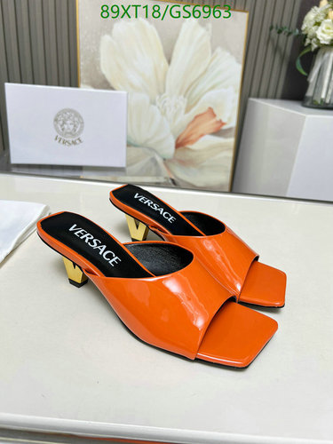 Versace Women's Sheepskin Square Toe Mules - Orange Slip-On Heels EU35-43
