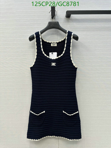 Celine Women's Navy Blue Knit Mini Dress - Cotton Sleeveless Style