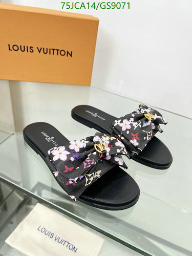 Louis Vuitton Women's Floral Bow Flat Slides - Black Cowhide EU35-43