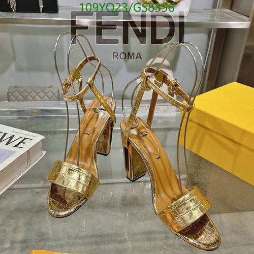 Fendi Women's Gold Leather Heeled Sandals, EU35-43, 10cm Heel Height