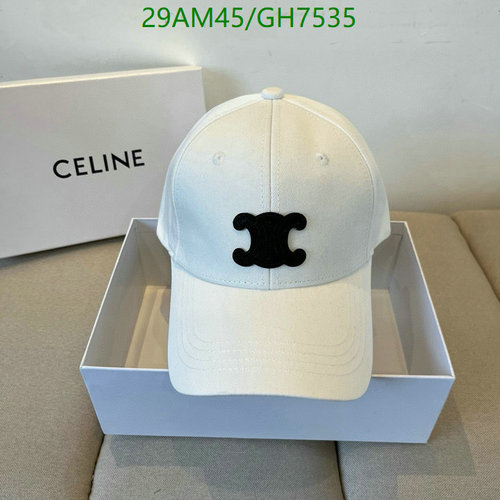 Celine Triomphe Logo Baseball Cap - White Cotton Adjustable Hat for Everyday Style